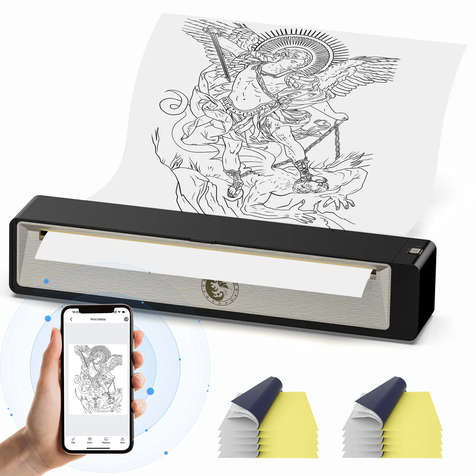 [Wormhole & PADIEOE] Wireless Bluetooth Tattoo Stencil Printer – Portable Thermal Copier for Smartphones & PC (5 Options: A4 Standard / A5 Mini / Turq