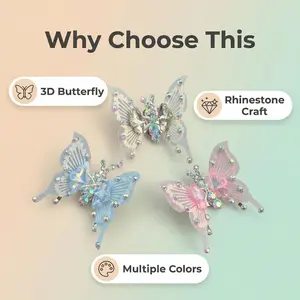 L'AMOUR 4Pcs Pink & Purple Pearl Butterfly Bling Jewelry Decor - Car Interior Stickers, Bedroom Decor Tiles Stickers, Women's Charm Ornaments for Home Use