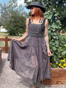 Lace Embroidered Overall Maxi Dress
