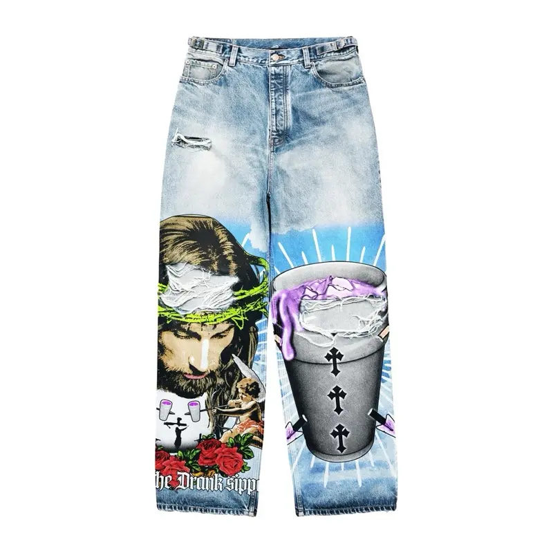 God Bless The Drank Sippers Denim Pants