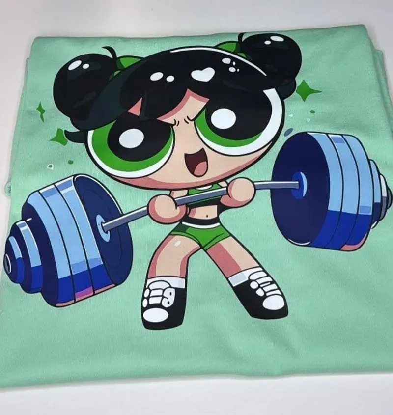 Youth & Adult Blossom Powerpuff Girls Gym Shirt, Cute Fitness Tee for Girls, Cartoon Hero Workout Top Gift Idea