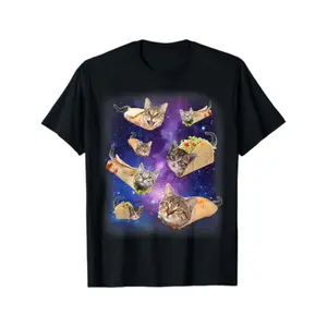 Mexican Roll Cat and Tacos Cat Space Galaxy Meme Tacos Cat Funny T-Shirt, Unisex, Short Sleeve, Casual Wear, Autumn Fashion