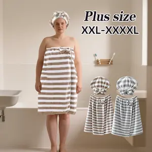 Women's Plus Size Xxl-Xxxxl Towel Wrap Bath Towel, Lightweight Spa Robe, Adjustable Dry Hair Towel Set, Comfortable Body Wrap, Hair Drying Towel