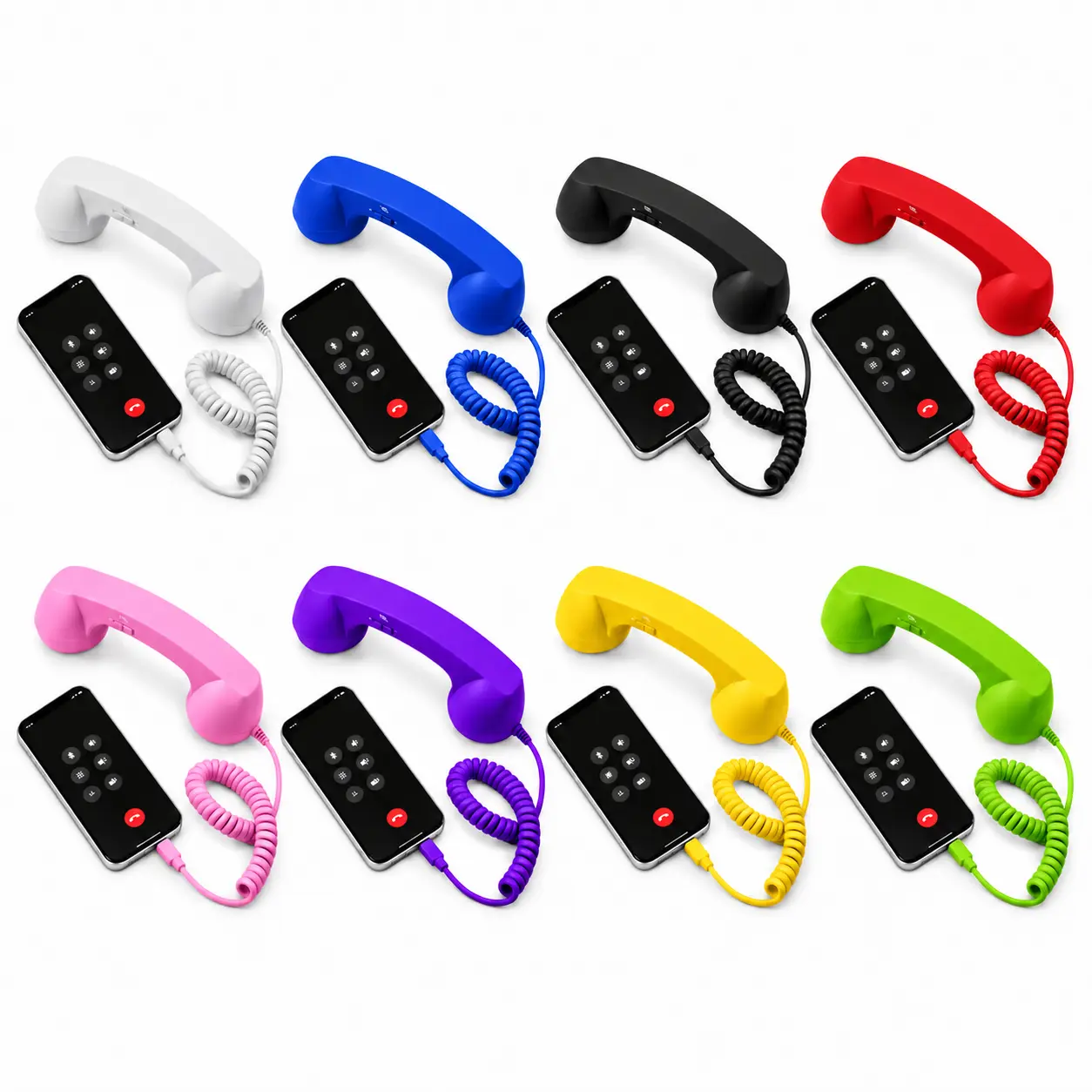 Retro Phone Handset Earbuds, 90s Classic Vintage Telephone Style Single Ear Headset with Comfortable Grip, Colorful Cute Design for Calls, Music, Photos, Desk Decoration and Gifts, USB-C & 3.5mm Compatible