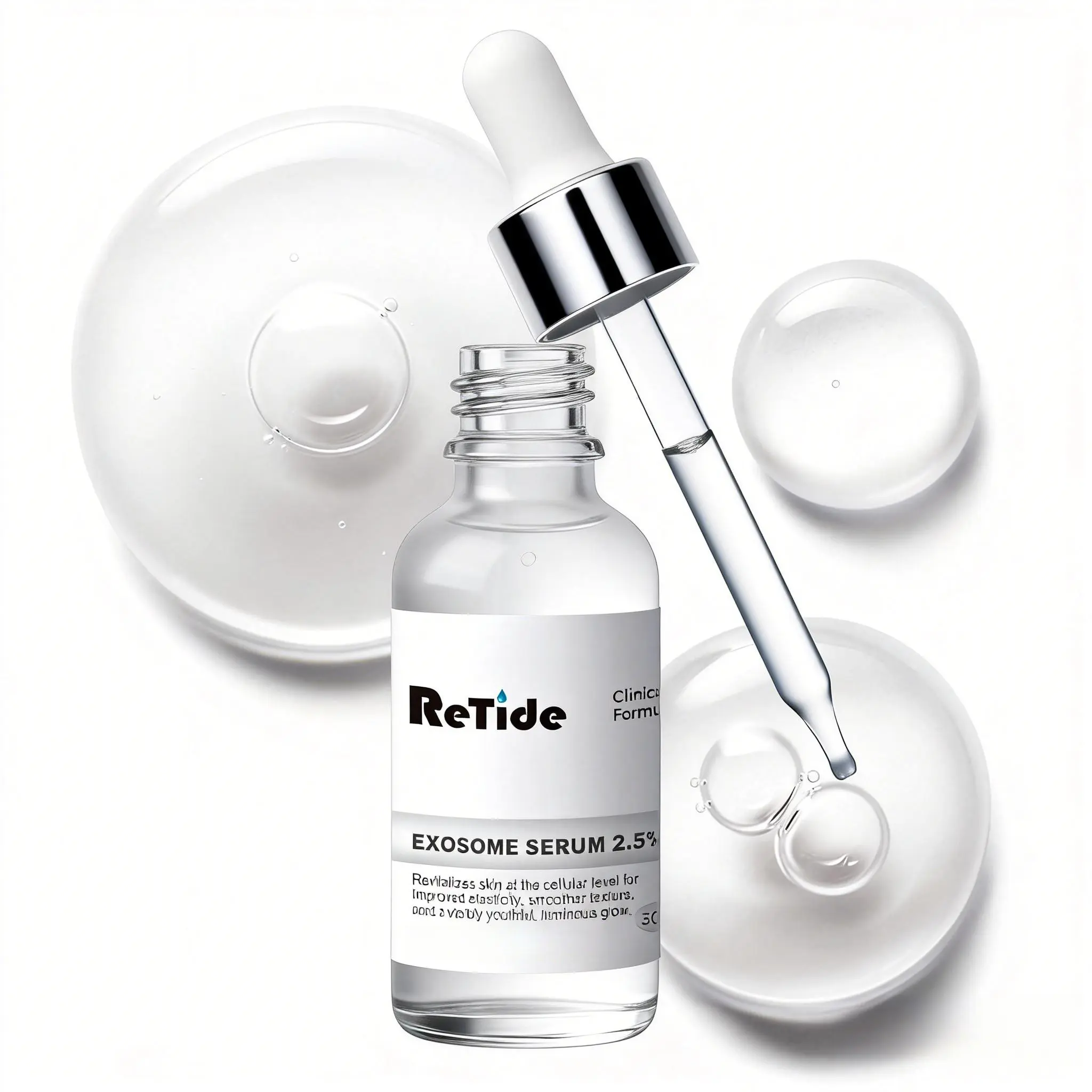 Retide 2.5% Exosome Face Serum - 30ml Lightweight Anti-Aging Serum, Needle-Free Liquid Microneedling Alternative, Plant-Based Cell Renewal for Wrinkles, Pores, Uneven Skin, Body Repair, Hydrate, Radiant Exosome Ampoule with Acetyl, Beauty Wellness Elixir