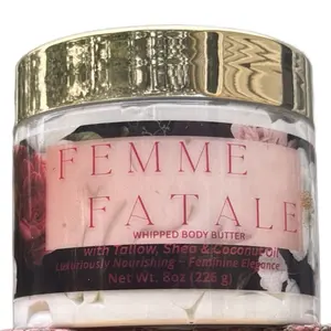 Jae’s Beauty Creations Femme Fatalè 8 oz Whipped Body Butter for Women with Tallow Shea & Coconut Oil Luxurious Hydrating & Nourishing
