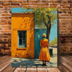 2D Flat, 1 Piece Edward Hopper "Nighthawks" Framed Canvas Print - Iconic Art Deco Style Restaurant Wall Decoration, Vertical Modern Design, Suitable for Home/Office Decoration/Use, Ready-to-Hang Reproduction (or), 2D Flat