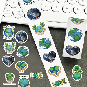 500pcs Earth Protection Roll Sticker Series Office Supplies Notebook Accessories Sealing Stickers for Cups, Laptops, Suitcases, DIY Notebook Decoration Stickers, Birthday Gifts