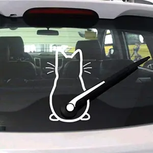 Creative Cat Design Car Sticker, Car Window Wiper Decals, Rear Windshield Sticker, Door Window Creative Decals, Car Exterior Accessories