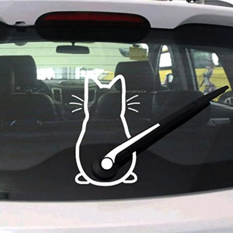 Creative Cat Design Car Sticker, Car Window Wiper Decals, Rear Windshield Sticker, Door Window Creative Decals, Car Exterior Accessories, Decal For Cars