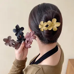 4pcs/set Matte Flower Design Hair Clip, Hair Accessories for Women & Girls, Nonslip Hair Clip