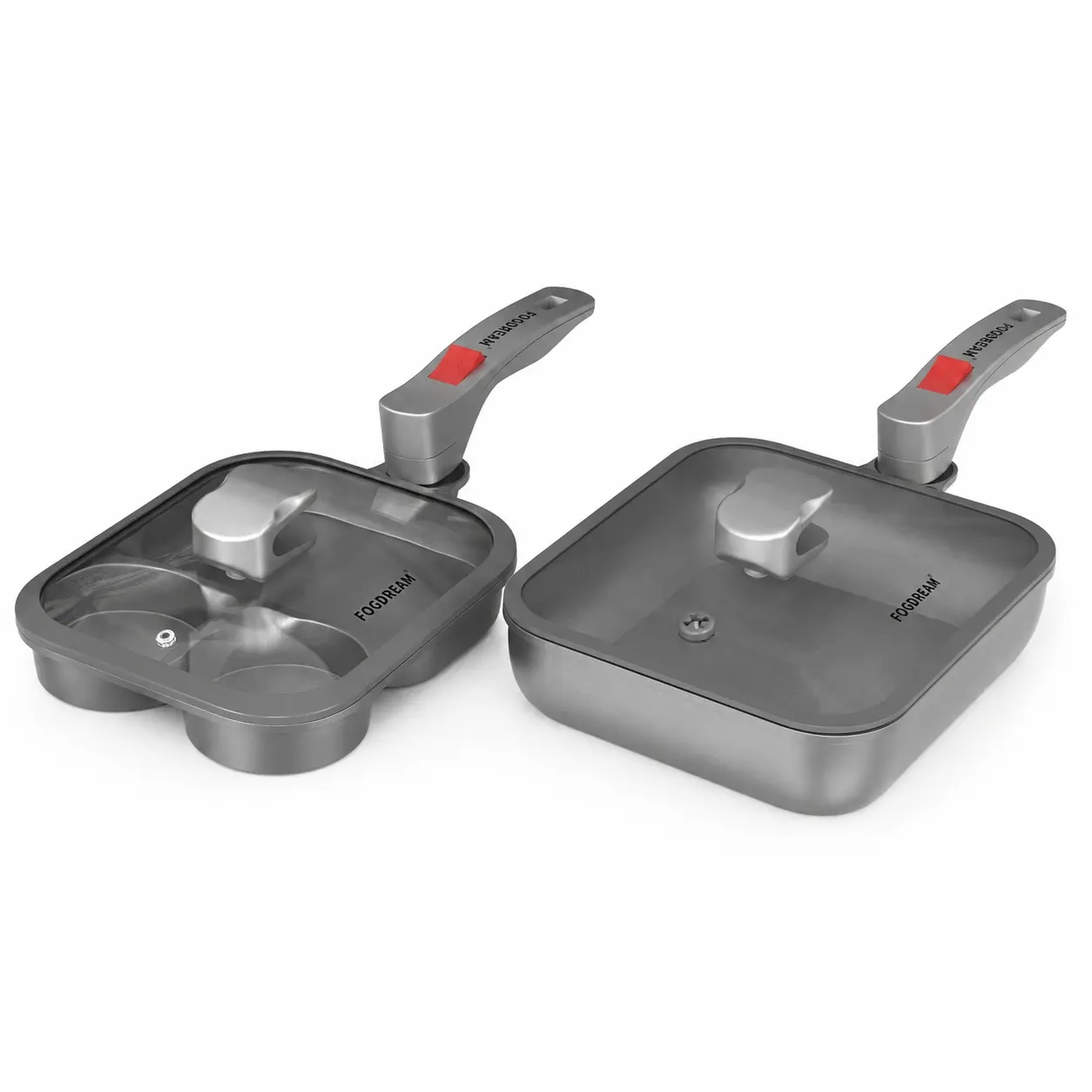 FOGDREAM 4-Piece Nonstick Cookware Sets with Rotate Handle, Including Egg Frying Pan With Lid and All-in-one Stir Pan With Micro-Pressure Lid, Titanium Made, PFOA/PTFE Free, Stoves/Dishwasher Safe