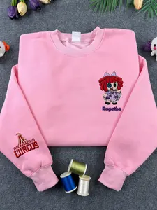 Ragatha Inspired Embroidered Sweatshirt – Cute Digital Circus Cartoon Gamer Gift