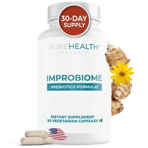 Improbiome Prebiotic Supplements by PUREHEALTH RESEARCH - Natural Support for Healthy Gut Biome Prebiotics - Digestive Nutritional Supplements - 90 Capsules Fitness Edible Healthcare Dietary