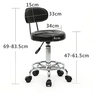 Salon Stool, Medical Spa Stool with Back, Round Chair with Swivel Backrest, Adjustable Chair with Wheels for Beauty Salon Spa Tattoo Massage,Dental Clinic,Office Art Studio (Black 1)