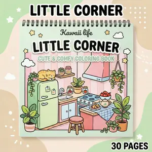 Kawaii Coloring Book - Little Corner Theme, 30 Pages of High-Quality Opaque Super-Sensitive Paper for Stress Relief and Relaxation, Vibrant Illustrations and Stunning Patterns - Perfect Art Gift for Kids, Teens, Adults & Elderly for Birthdays, Holidays