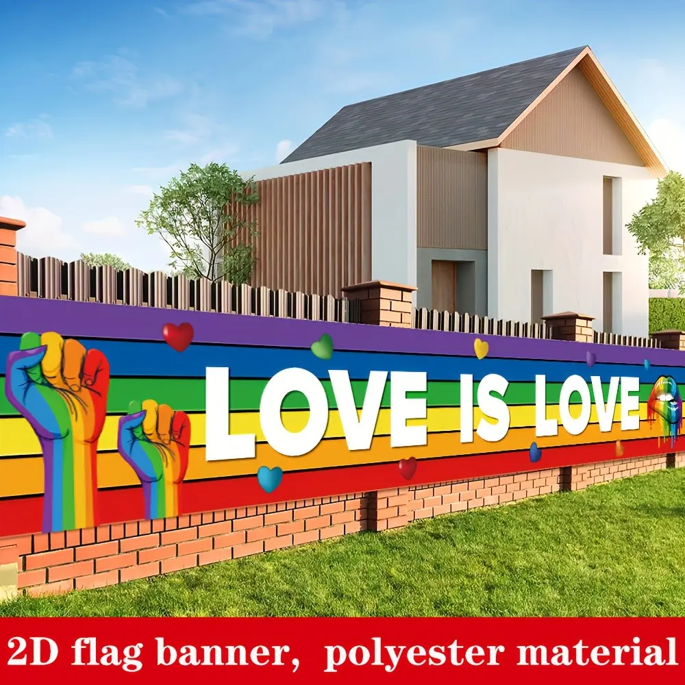 Gay Pride Month Banner, 300cm X 50cm Rainbow Striped Background Decorative Banner, Polyester Material, Indoor & Outdoor Decoration