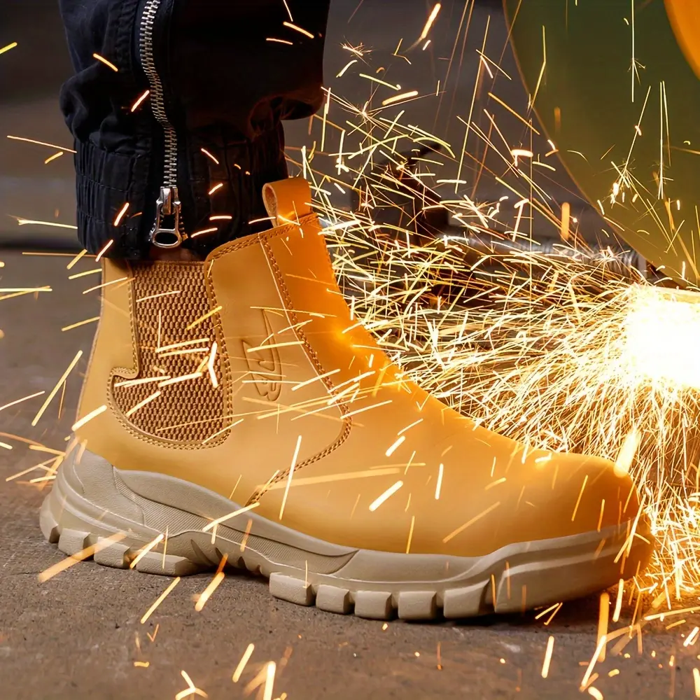 Men's Work Boots - Anti - Crush, Anti - Penetration, Anti - Slip, Anti - Static, Anti - Heat, Perfect for Welding/Warehouse/Construction