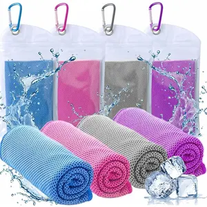 4 Packs 40"x12" Cooling Towels for Neck and Face, Cool Sweat Towels for Hot Weather, Lightweight Soft Breathable for Athletes Yoga Sport Workout Running Gym Camping