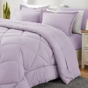 Orbby Light Purple Queen Comforter Set - 5-Piece Ultra-Soft Microfiber Bed-in-a-Bag, All-Season Bedding with Deep-Pocket Sheets