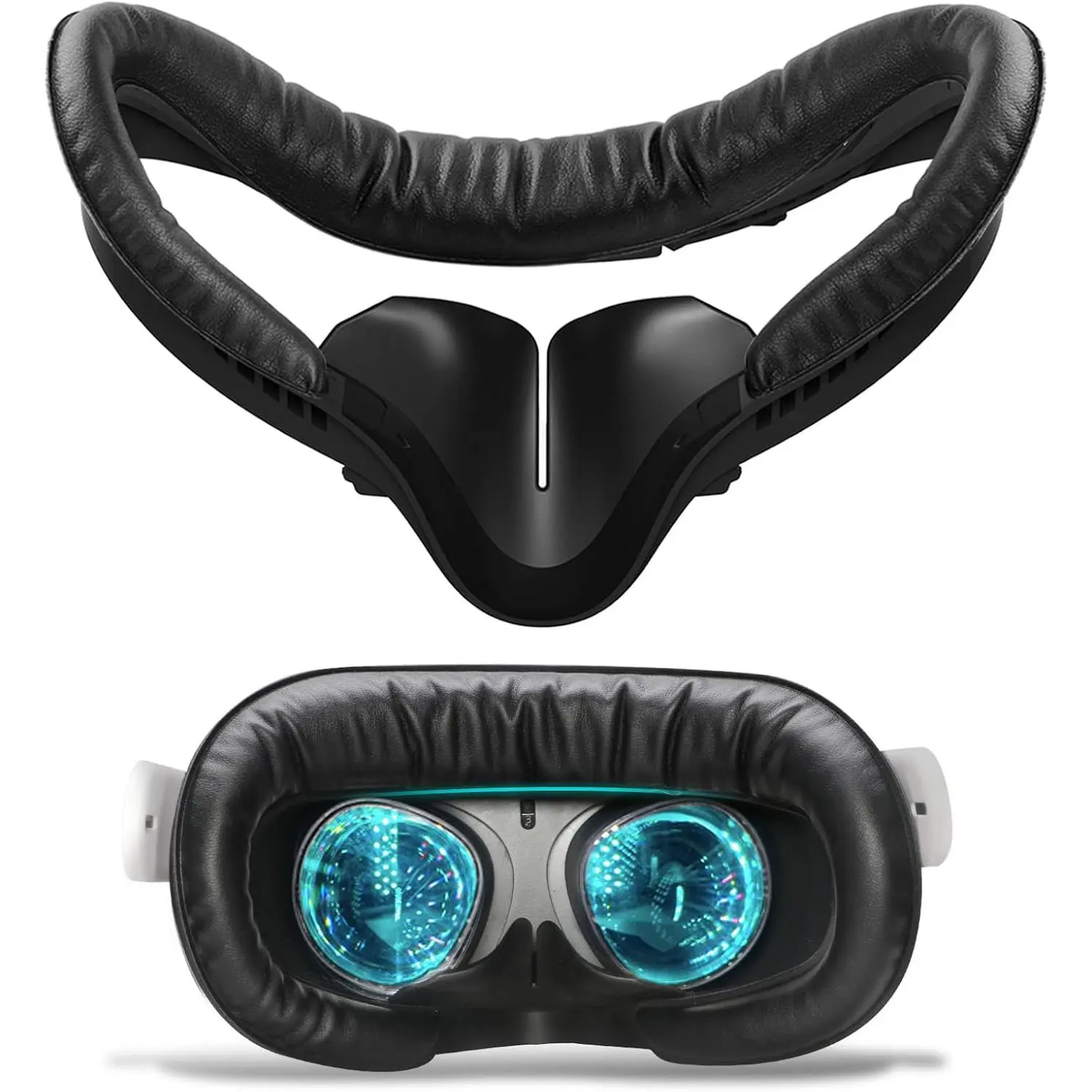 VR Facial Interface & Face Pad for Oculus Quest 2, VR Face Cover Cushion Replacement Compatible with Quest 2,Breathable Holes Leather Protective VR Accessories