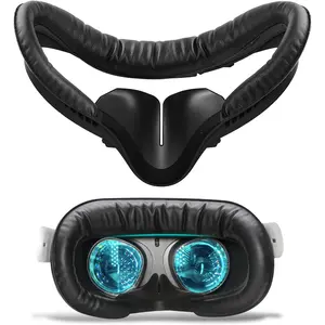 VR Facial Interface & Face Pad for Oculus Quest 2, VR Face Cover Cushion Replacement Compatible with Quest 2,Breathable Holes Leather Protective VR Accessories