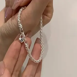 Minimalist silver gold plated love lock pendant, minimalist bracelet chain, luxurious exquisite bracelet jewelry