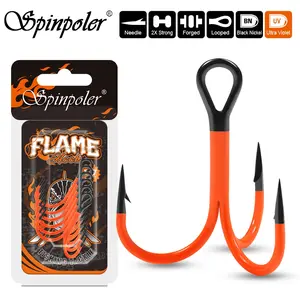 Spinpoler Flame Hook UV / Treble Fishing Hook, #1 #1/0 #2/0, Hard Lures Soft Bait Rig, Largemouth Bass Pike Musky Snook Tackle