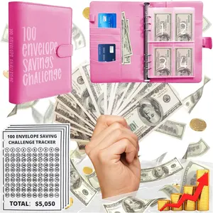 100 Envelopes Money Saving Challenge Book - Fun Budget Binder for Saving $5,050 (Red)