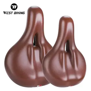 WEST BIKING Comfortable Bicycle Saddle Seat. Male Female Soft PU Leather Road MTB Bike Saddle with Ventilation