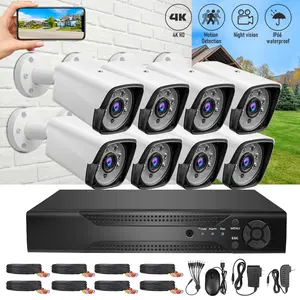 5MP 8CH Surveillance DVR Camera System, Full Color Night Vision AI Human Vehicle Alert, 8PCS 1080P Weatherproof Indoor Outdoor CCTV Security Cameras