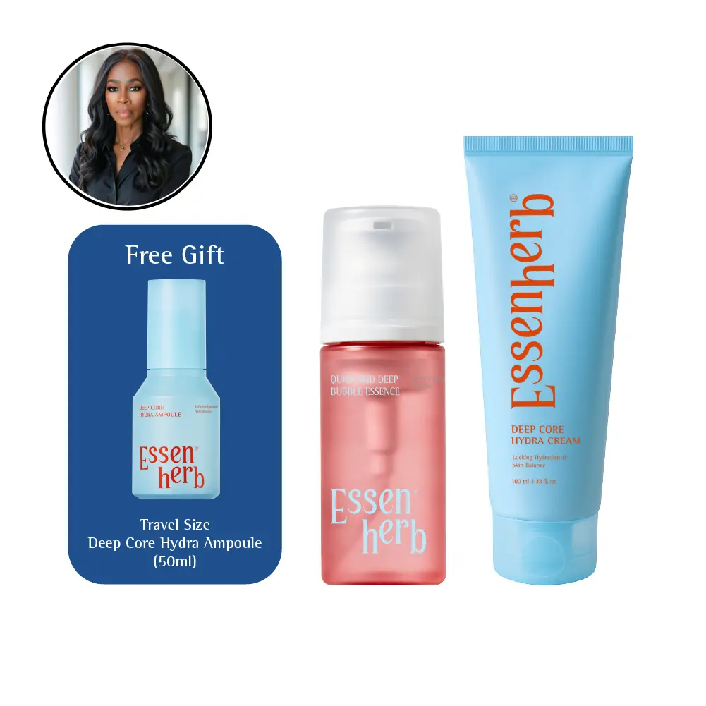 59andFlawless Hydration Bomb Set | Essenherb Bubble Essence + Deep Core Hydra Cream with Free Travel Size Ampoule