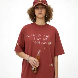 Inflation 100% cotton vintage small sticker print design short sleeve t-shirt 2026 spring summer new streetwear trendy brand pure cotton top Casual graphic tee