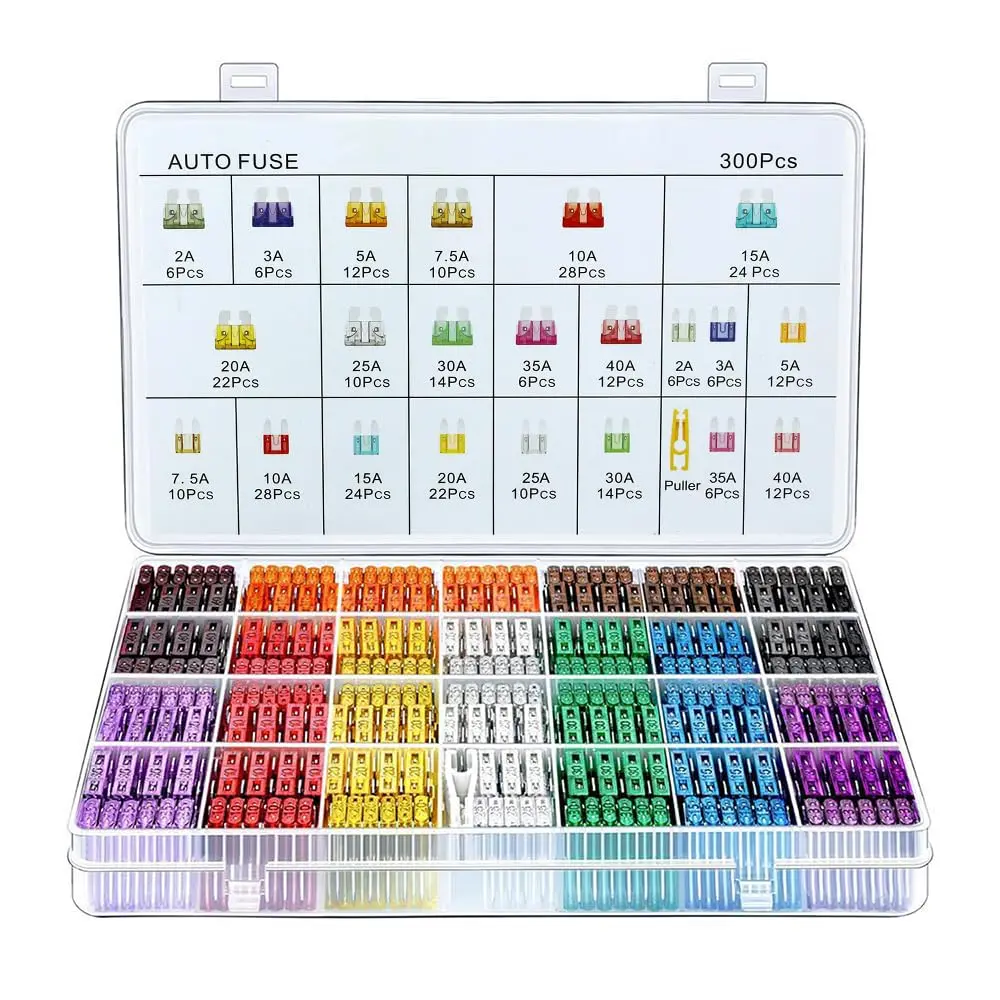 300PCS Car Fuse Assortment Kit, Standard & Mini Blade Automotive Fuses with Puller, 2A-40A Auto Fuse Set for Car Truck SUV RV Motorcycle