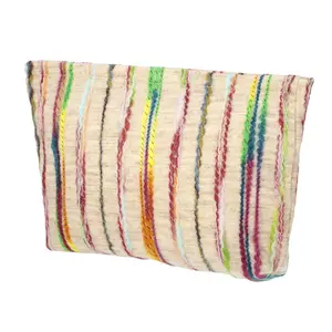 CHEIBEAR Stripes Pattern Makeup Bag, Rainbow Zipper Makeup Bag, Aesthetic Makeup Bag Women's, Portable Travel Makeup Bag, Assorted Color