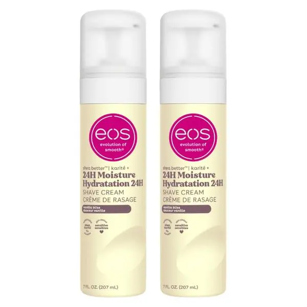 Shea Butter Shave Cream - Vanilla Bliss, 24H Moisture Hydration, 7 fl oz, (Pack of 2)