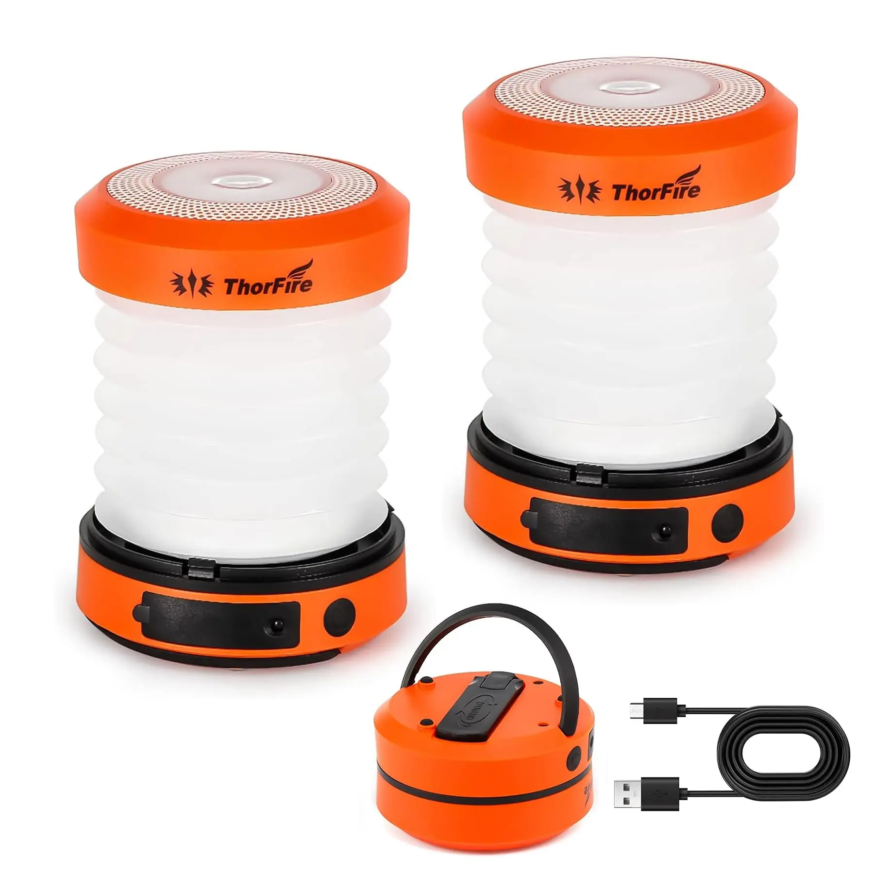 Collapsible Camping Lantern, Rechargeable 2-in-1 LED Flashlight with Hand Crank for Survival Camping, Hiking, and Emergencies (2/4 Pack)