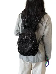 Star Print Mini Backpack for Women, Lightweight Nylon Material, Trendy Casual Daily Bag, Fashionable Shoulder Bag for Everyday Use