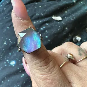 Copper aurora opal ring size 5