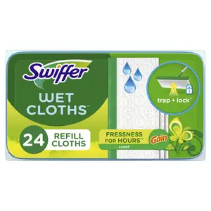 Swiffer Sweep + Mop, Wet Pads Refill, Floor Cleaner, Cleaning Cloths, Gain, 24ct