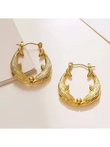 Gold-Tone Fish Shaped Hoop Statement Earrings for Women | Unique Everyday & Party Jewelry