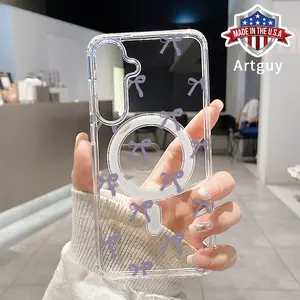 Magnetic Phone Case for Samsung Galaxy S23 S24 FE Plus S25 Ultra  Ultra S22+ Purple Bows Pattern TPU Shockproof Anti-Scratch Stylish Smartphone Cover