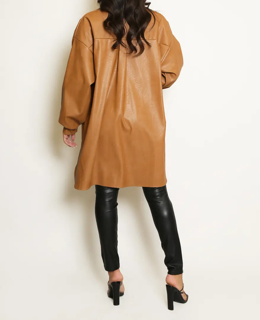 Faux Leather Overshirt