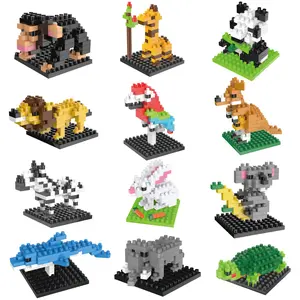 12 Boxes of Mini Animals Building Blocks Sets for Kids Party Favors, Easter Basket Fillers, Classroom Prizes, Fun Gift Ideas for Boys & Girls building  block  sets
