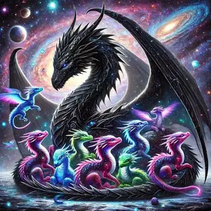 5D DIY Diamond Arts Colorful Painting Kit, Universe Dragon Pattern Galaxy Diamond Arts Colorful Painting without Frame, Handmade Craft Wall Art Decoration