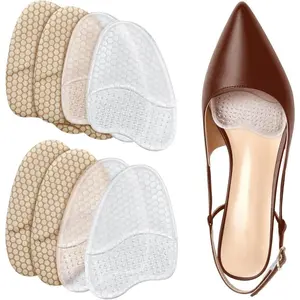 Pack of 4 Silicone High Heel Pads - Non-Slip,Comfortable Forefoot Cushions for Women’s Sandals Heels,Transparent Invisible Insoles with Honeycomb Anti-Slip,Forefoot Support Comfort Pads Reusable Shoe Pads