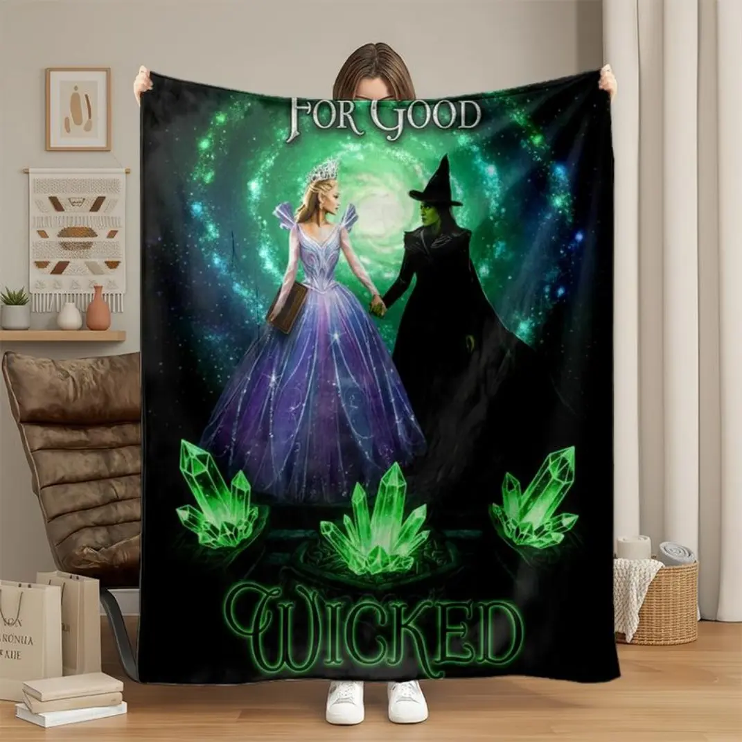 1pc Wicked Musical Theme Blanket / Glinda Elphaba Friendship Print / Soft Flannel Throw / Cozy Warm Sofa Bed Decor / Unique Gift for Adults,Thin Blanket Dream Workshop