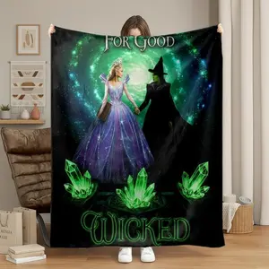 1pc Wicked Musical Theme Blanket / Glinda Elphaba Friendship Print / Soft Flannel Throw / Cozy Warm Sofa Bed Decor / Unique Gift for Adults,Thin Blanket Dream Workshop