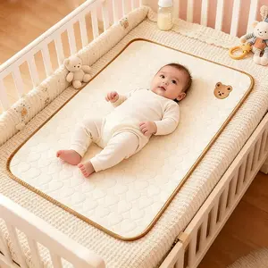 1pc Baby Waterproof Diaper Pad, Style Bear Embroidery, Leak Proof, Breathable, Infant Bed Care Mat, Crib Mattress Pad