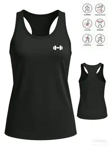 Women's Y2K Sporty Training Tank Top, Geometric Print, Round Neck Sleeveless Loose Fit, Casual Fashion, All Seasons Wear, Workout Vest, Yoga Workout Vest